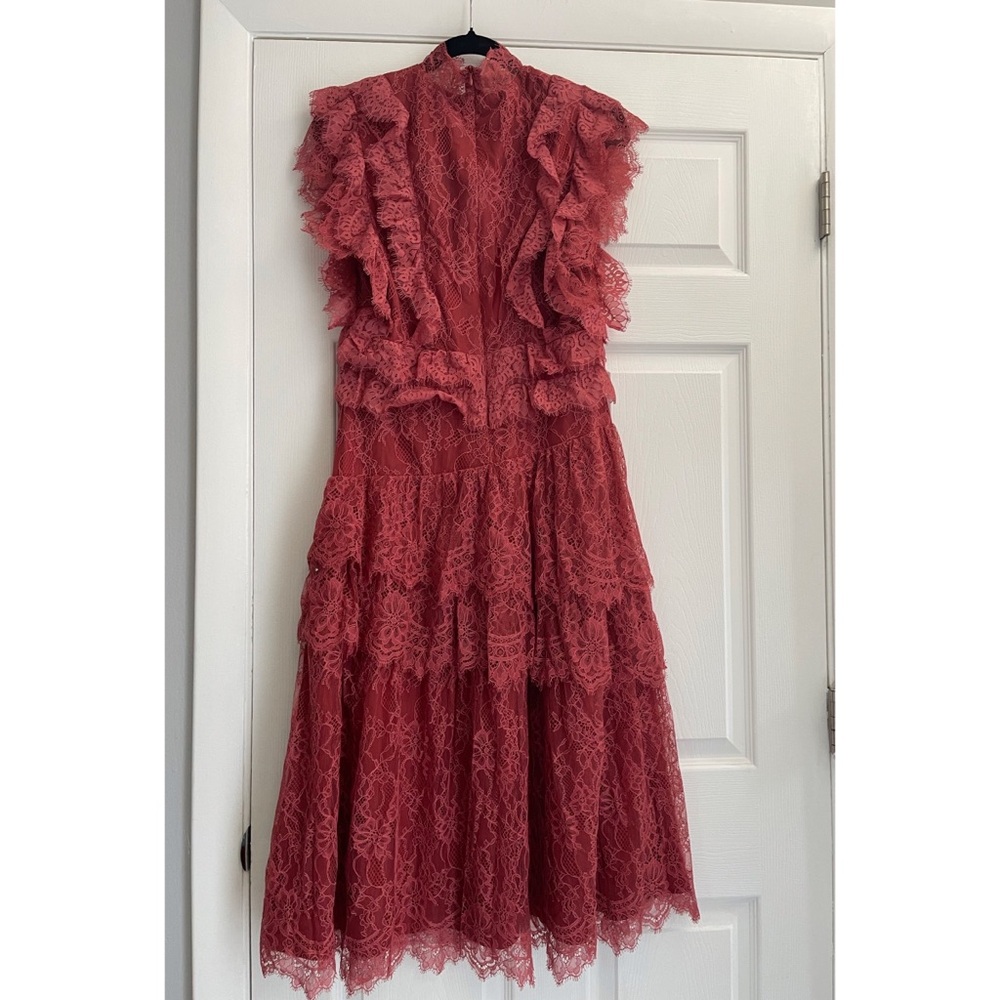 EYELASH-LACE MIDI-DRESS IN RUST - Picture 6 of 11